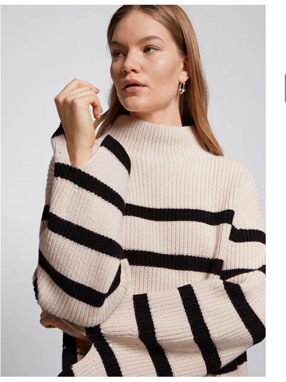 & Other Stories Striped Mock Neck Sweater S